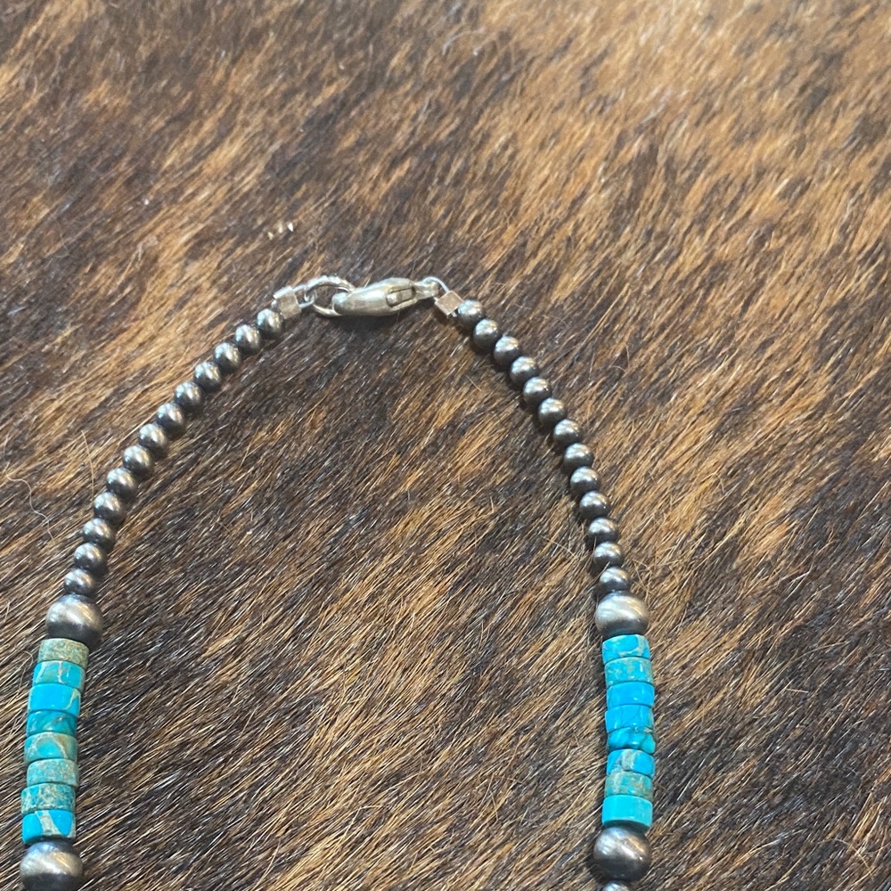 Turquoise and Navajo Beaded Lariat Necklace - Picture 2 of 8